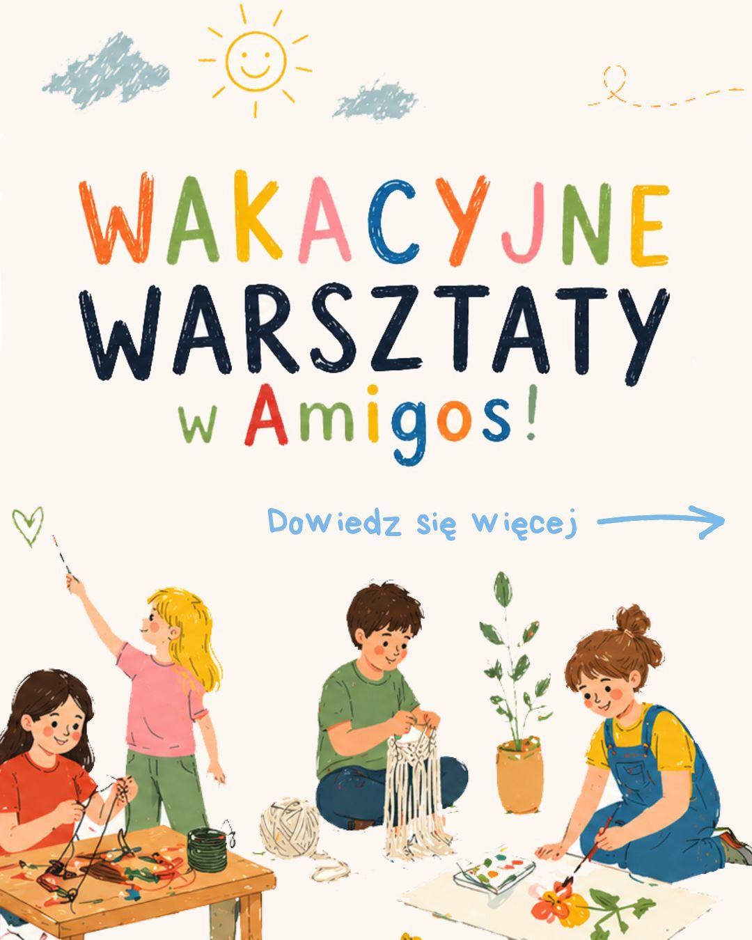 Wakacyjne warsztaty w Amigos - podgląd posta na Instagramie